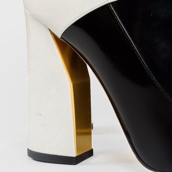 Gucci Magnolia Black & White Bow Block Heel Boots - Picture 11 of 11